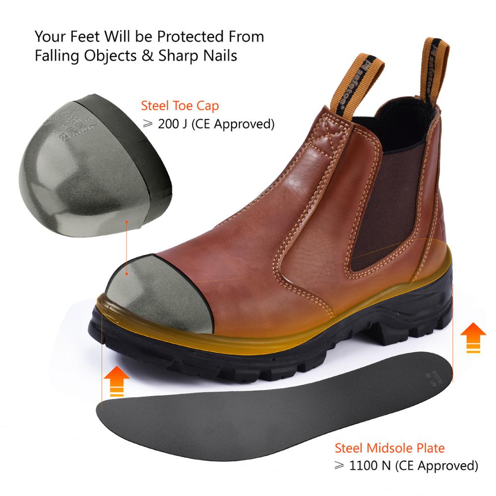 Safetoe Men Safety Shoes Work Boots With Steel Toe Cap Waterproof, S3 Light Weight Breathable Leather For Women Botas Hombre